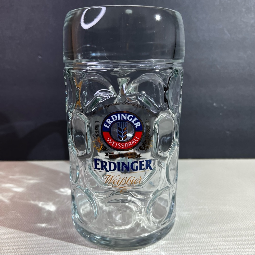 Erdinger Weissbrau German Dimpled Glass Beer Stein Mug Oversized